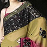 Pink and Mehandi Saree with Heavy Sequins