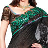 Party Wear Black & Green Saree