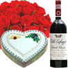 Wine n Heartshape cake